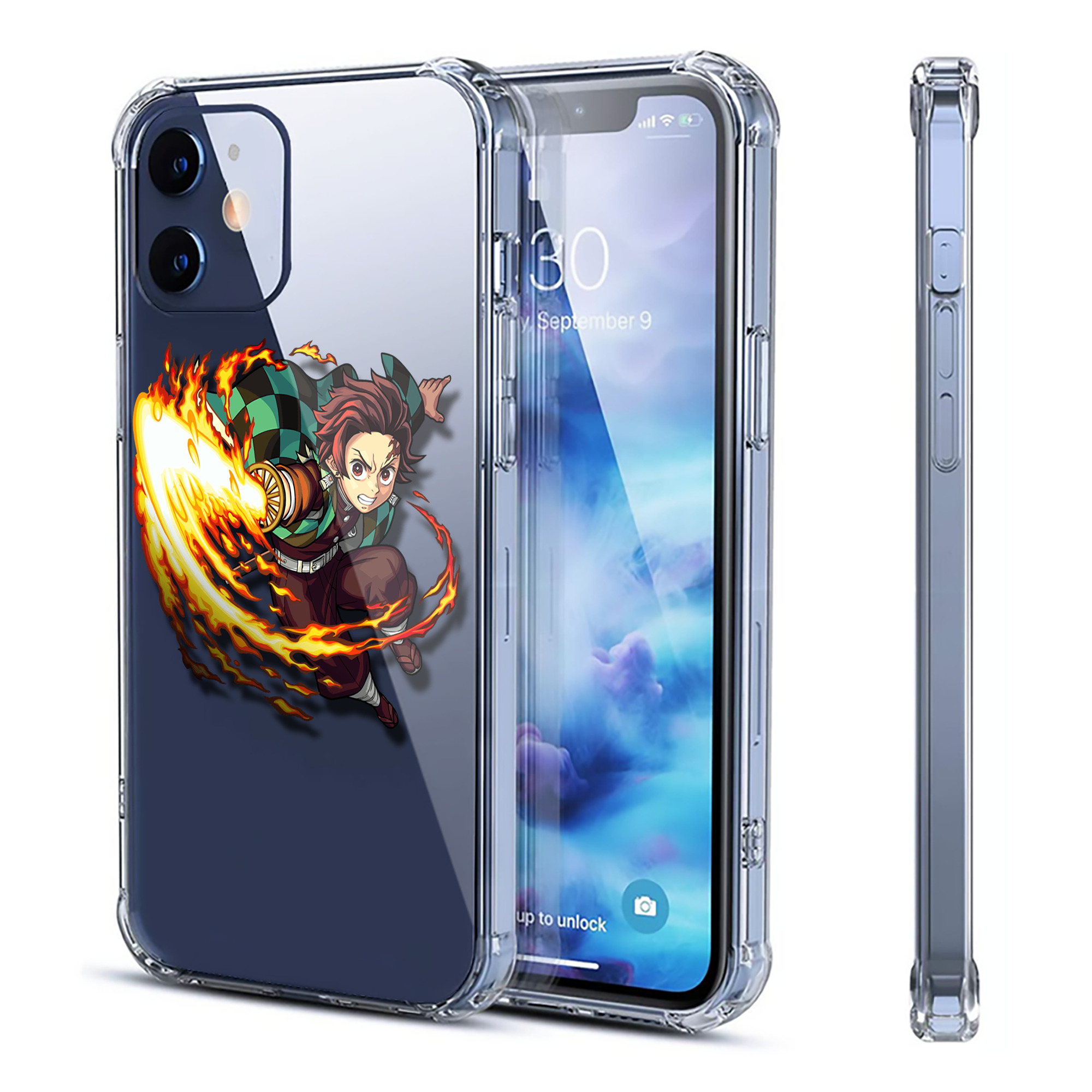 （画像用） 鬼滅の刃 竈門 炭治郎／かまど たんじろう Kamado Tanjirou 【iPhone 12シリーズ対応】透明スマホケース（クリアソフトケース）